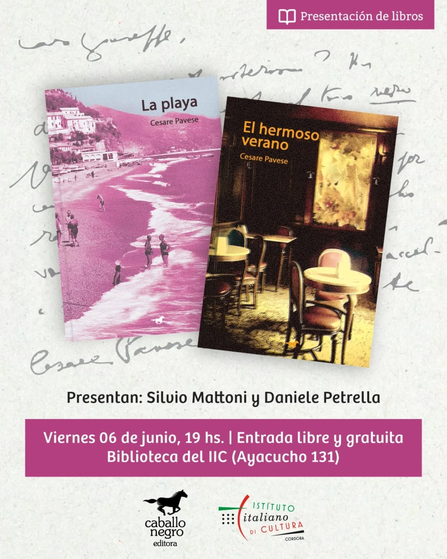 flyer presentazione libri C. Pavese